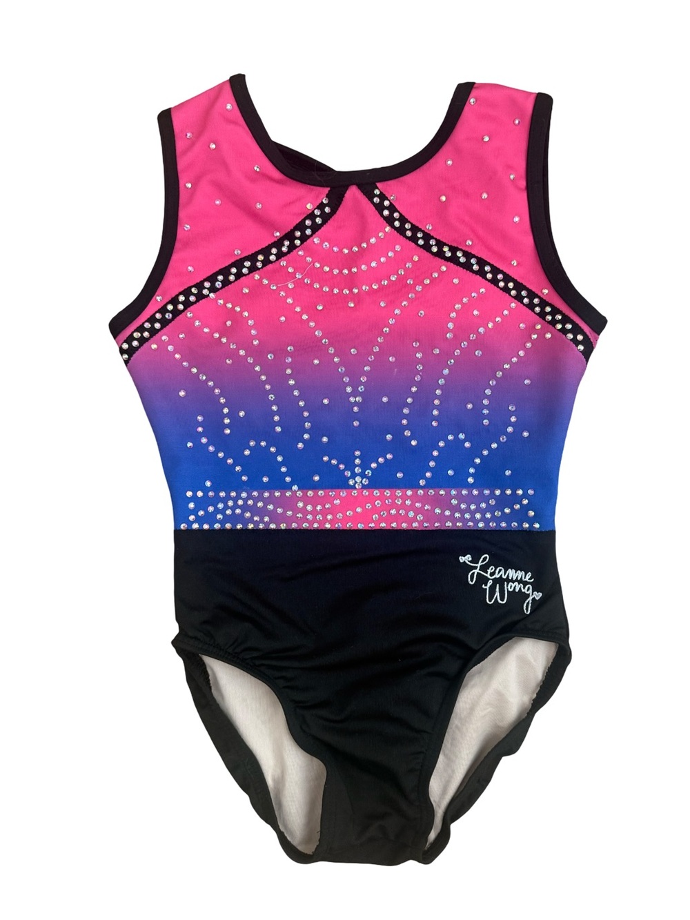 Leanne Wong Girls' Pink & Blue Ombre Rhinestone Gymnastics Leotard